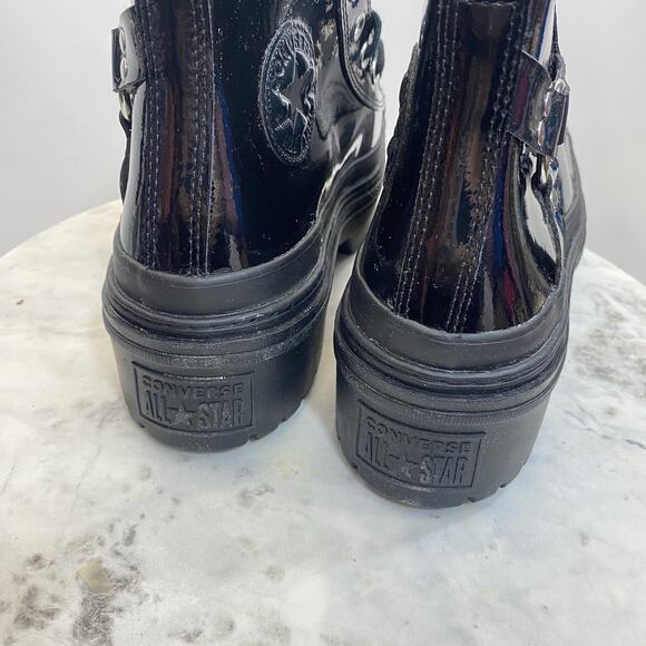 Converse Lugged Heel Platform Sneakers Women's 10 Black Patent Leather NIB - Picture 4 of 16